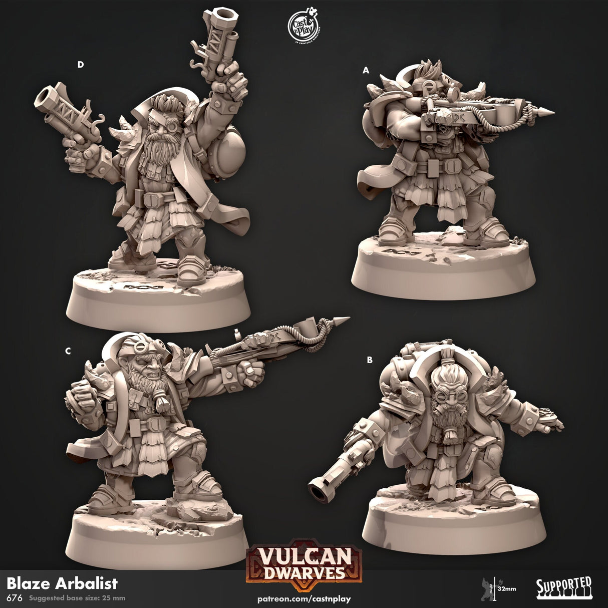Fire Dwarf Miniature Vulcan | A - Tabletop RPG & D&D miniature. Perfect for wargaming & collectors
