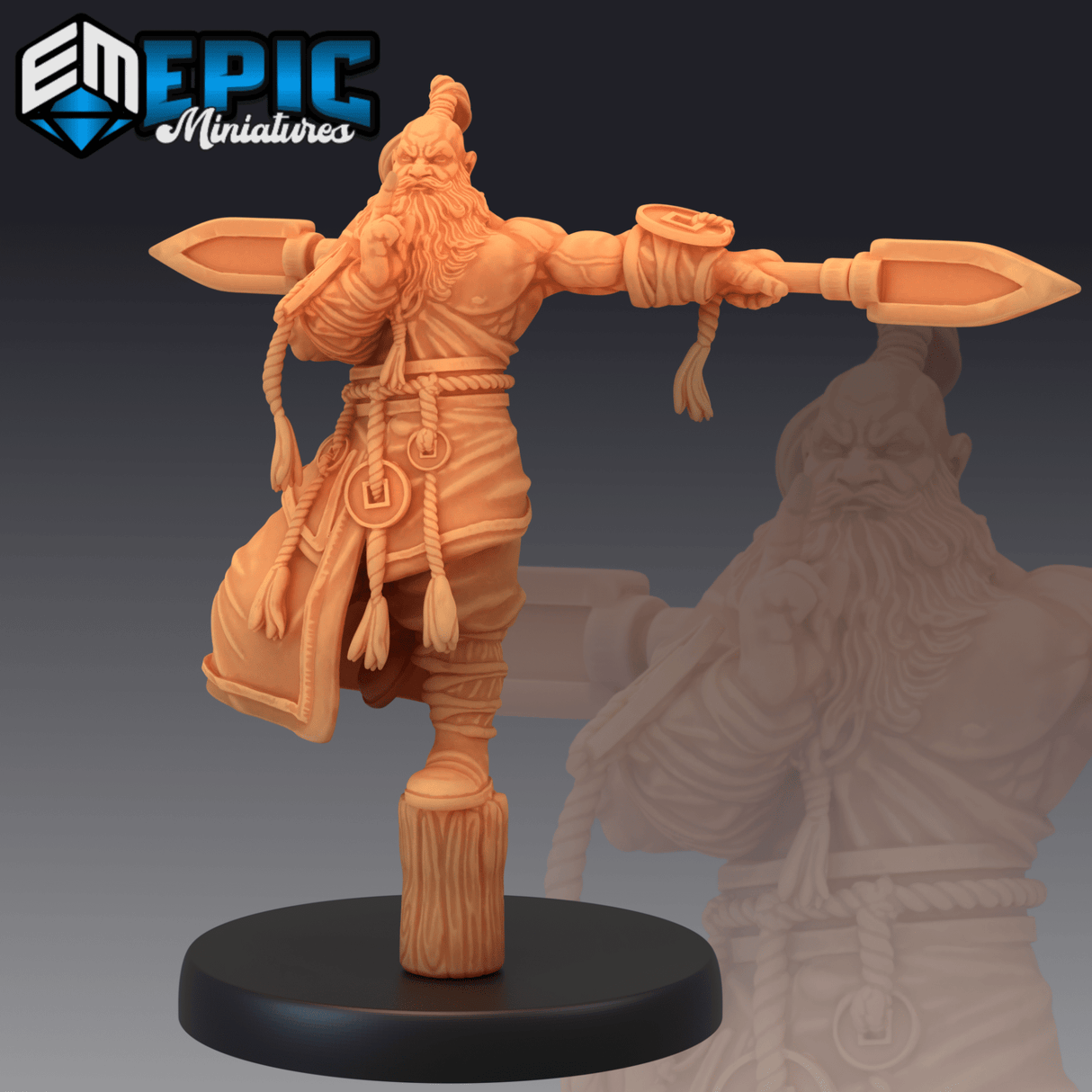 Dwarf Monk Miniature | C - Tabletop RPG & D&D miniature. Perfect for wargaming & collectors