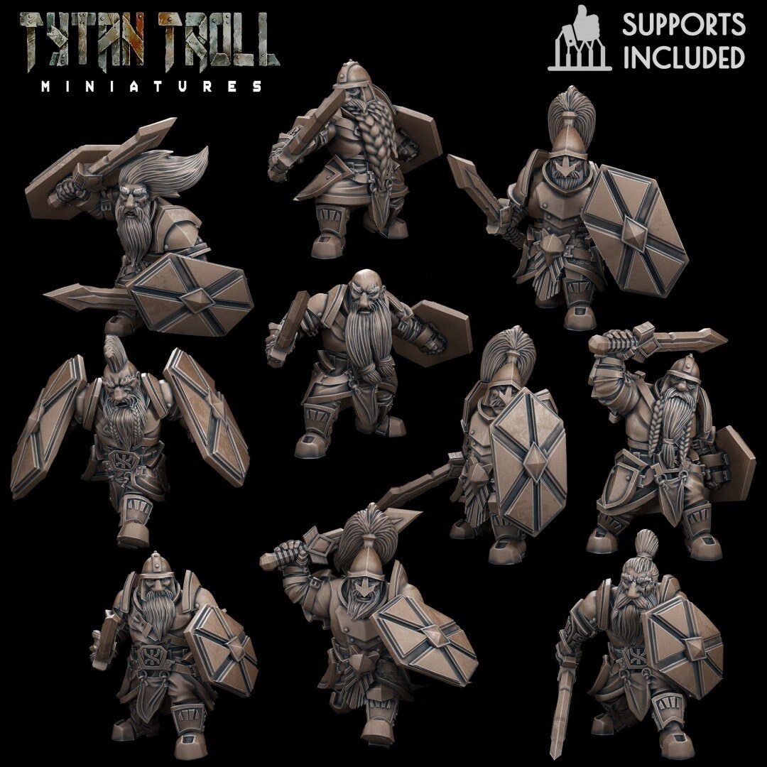Dwarven Royal Guard Miniature | Full Set All Models - Tabletop RPG & D&D miniature. Perfect for wargaming & collectors