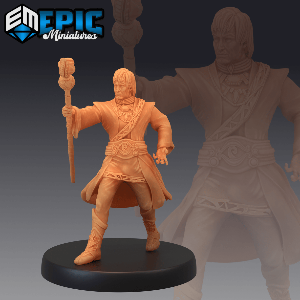 Earth Wizard Miniature | A - Tabletop RPG & D&D miniature. Perfect for wargaming & collectors