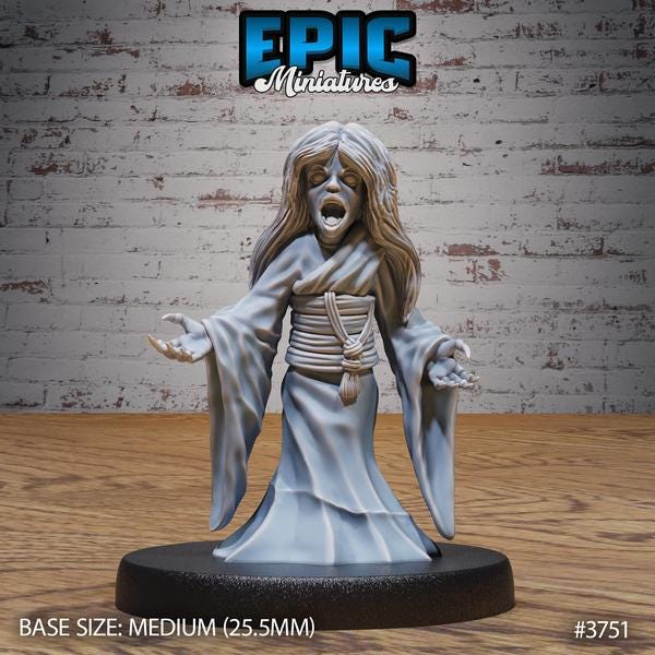 Eastern Ghost Girl Miniature | 3751 - Tabletop RPG & D&D miniature. Perfect for wargaming & collectors