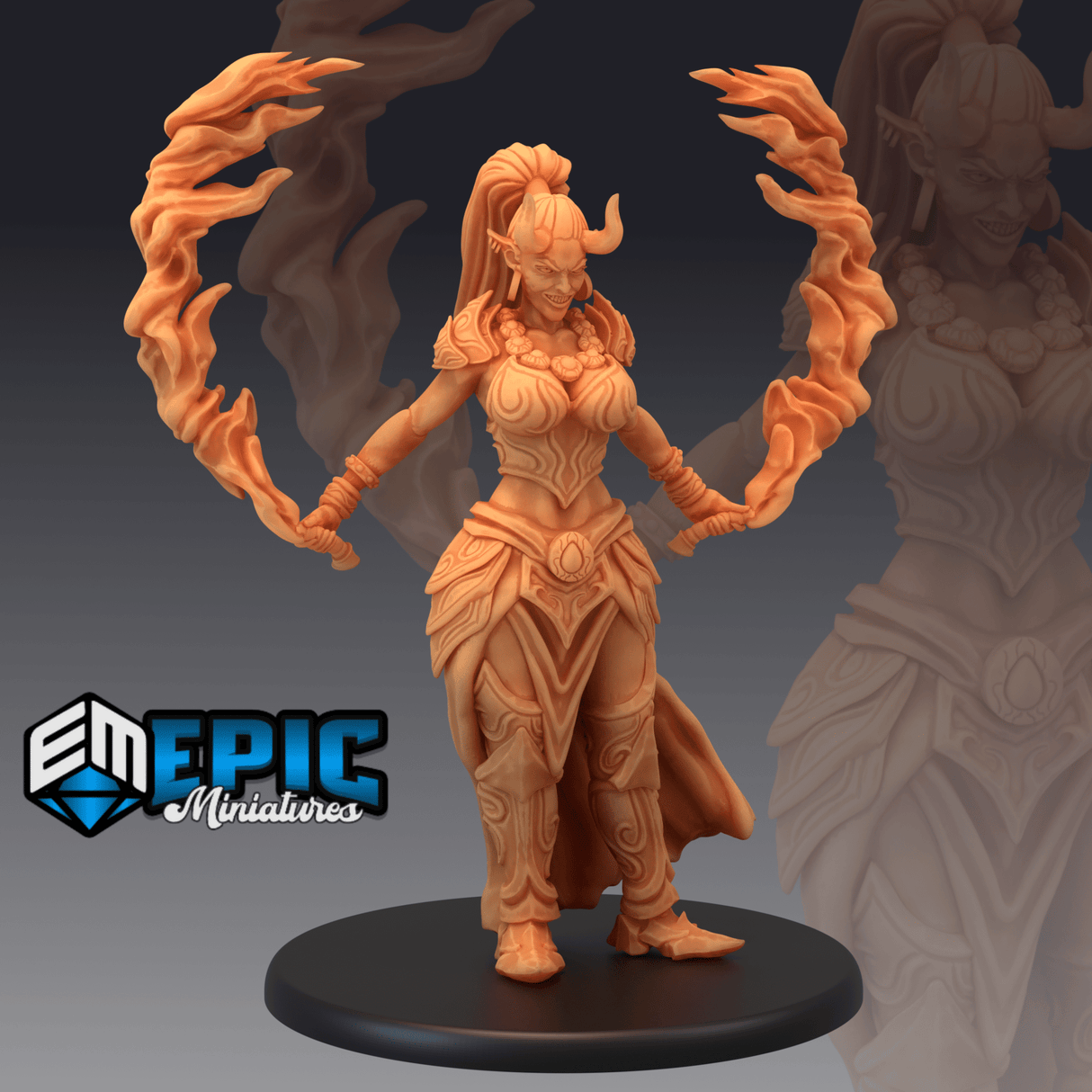 Female Efreeti Miniatures | B - Tabletop RPG & D&D miniature. Perfect for wargaming & collectors