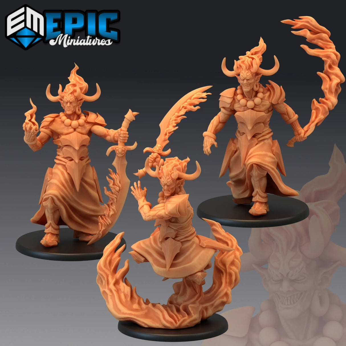 Efreeti Miniature | Set of 3 - Tabletop RPG & D&D miniature. Perfect for wargaming & collectors