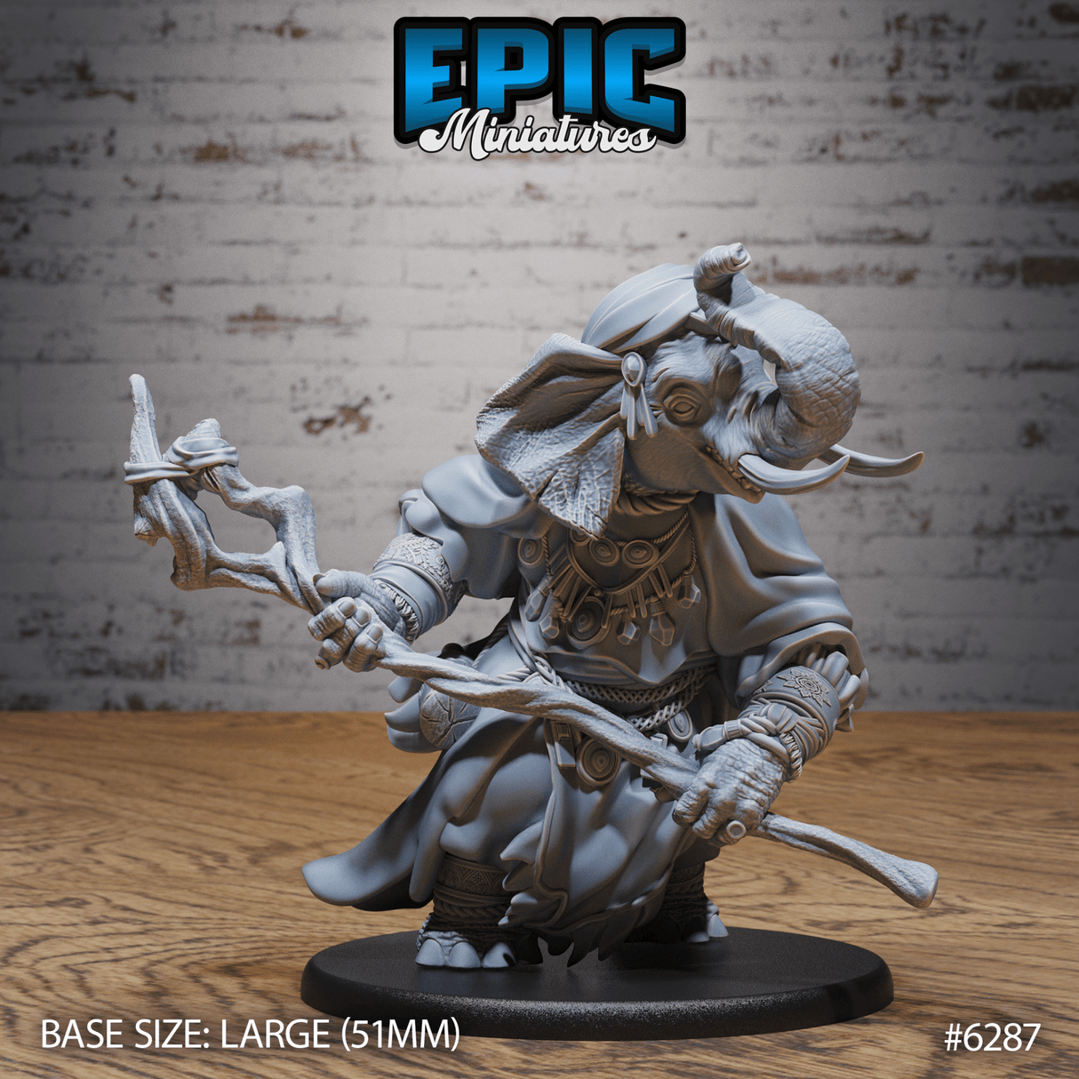 Elephant Folk Druids Miniature | B - Tabletop RPG & D&D miniature. Perfect for wargaming & collectors