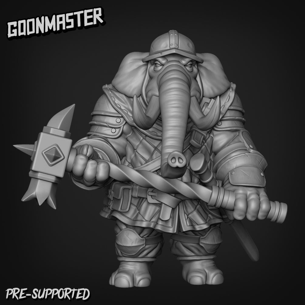 Elephant Folk paladin Miniature | A - Tabletop RPG & D&D miniature. Perfect for wargaming & collectors