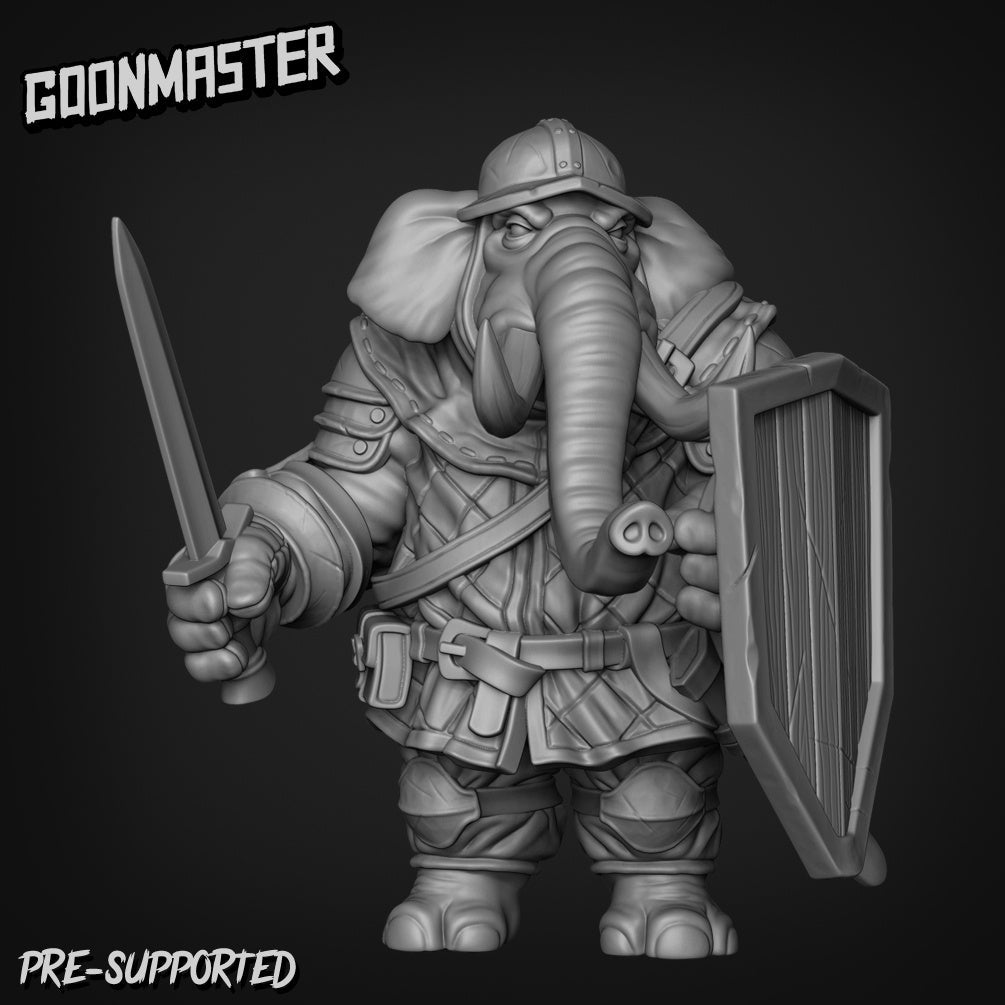 Elephant Folk Fighter Miniature | A - Tabletop RPG & D&D miniature. Perfect for wargaming & collectors