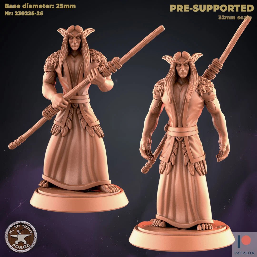 Elf Druid Miniature | Set of 2 - Tabletop RPG & D&D miniature. Perfect for wargaming & collectors