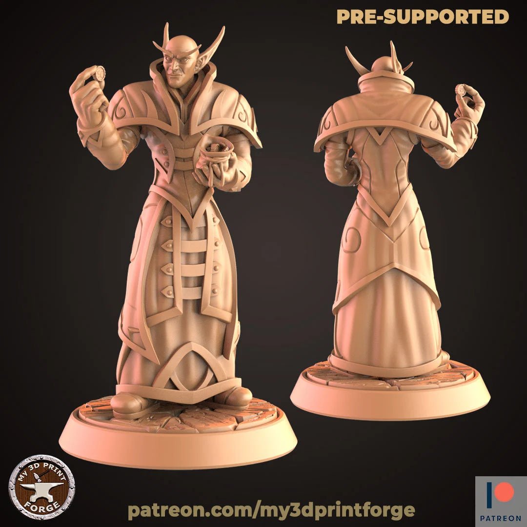 Elf Merchant Noble Miniature | A - Tabletop RPG & D&D miniature. Perfect for wargaming & collectors