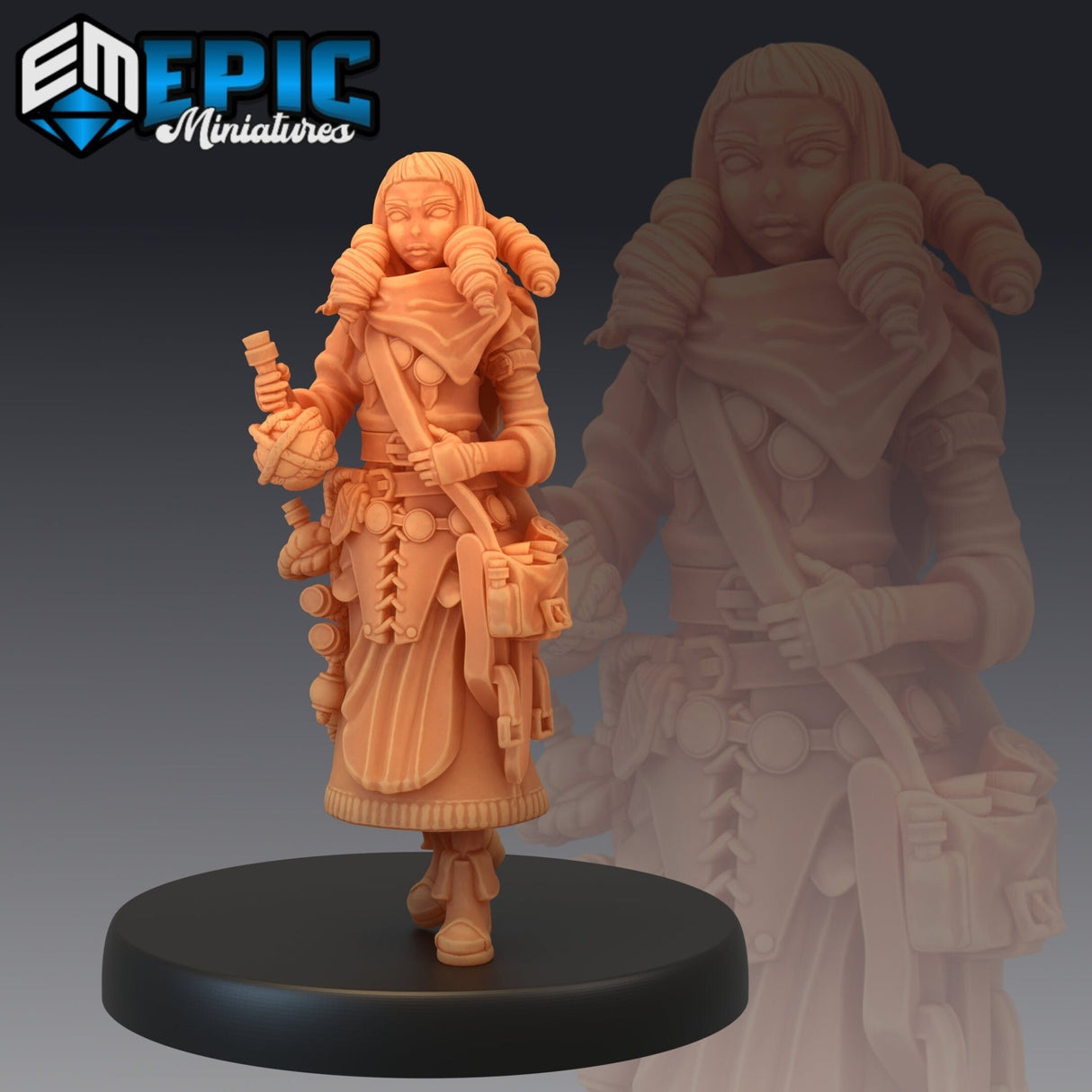 Female Alchemist Miniature | A - Tabletop RPG & D&D miniature. Perfect for wargaming & collectors