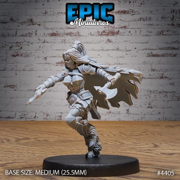Female Barbarian Miniature | 4405 - Tabletop RPG & D&D miniature. Perfect for wargaming & collectors