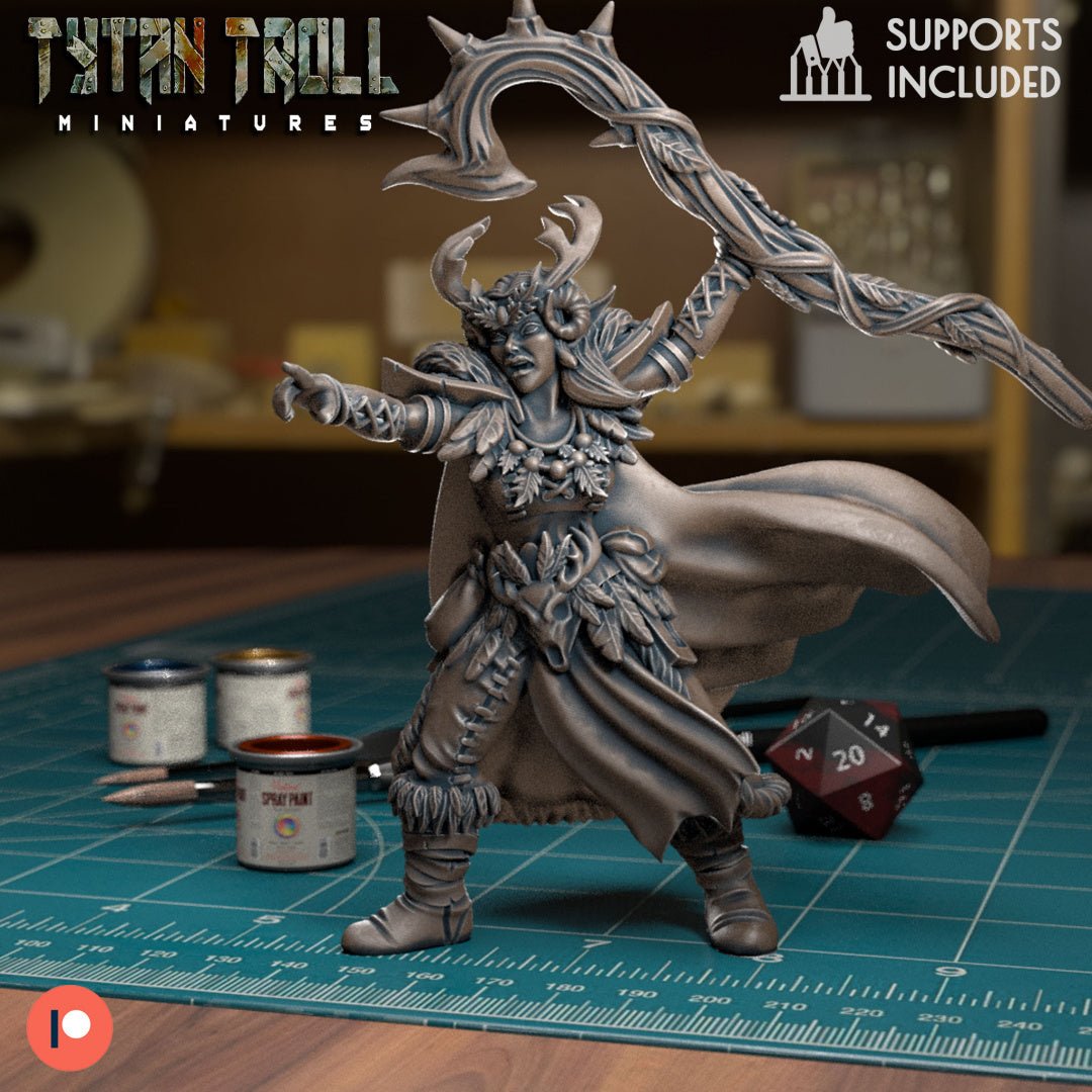 Female Druid Miniature | A - Tabletop RPG & D&D miniature. Perfect for wargaming & collectors