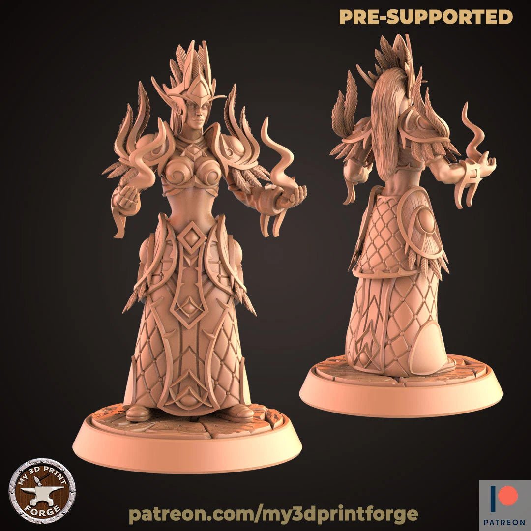 Female High Elf Wizard Miniature | A - Tabletop RPG & D&D miniature. Perfect for wargaming & collectors