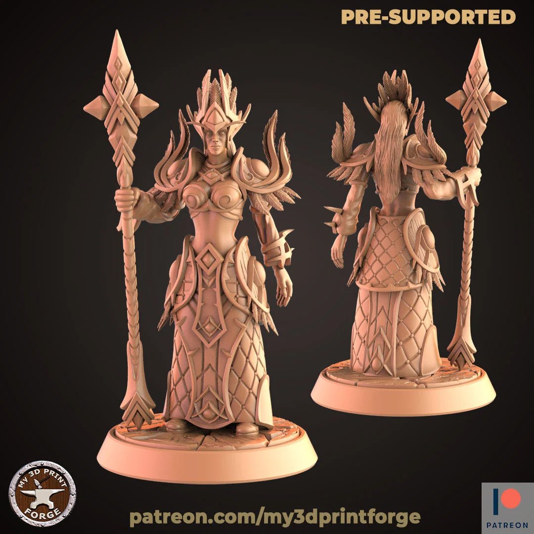 Female High Elf Wizard Miniature | B - Tabletop RPG & D&D miniature. Perfect for wargaming & collectors