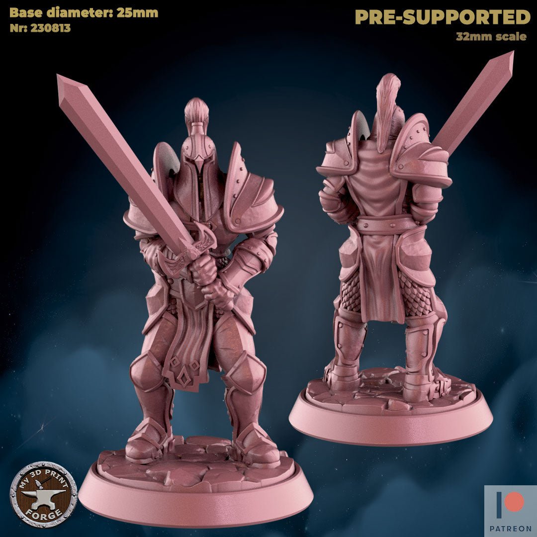 Female Knight Miniature | A - Tabletop RPG & D&D miniature. Perfect for wargaming & collectors