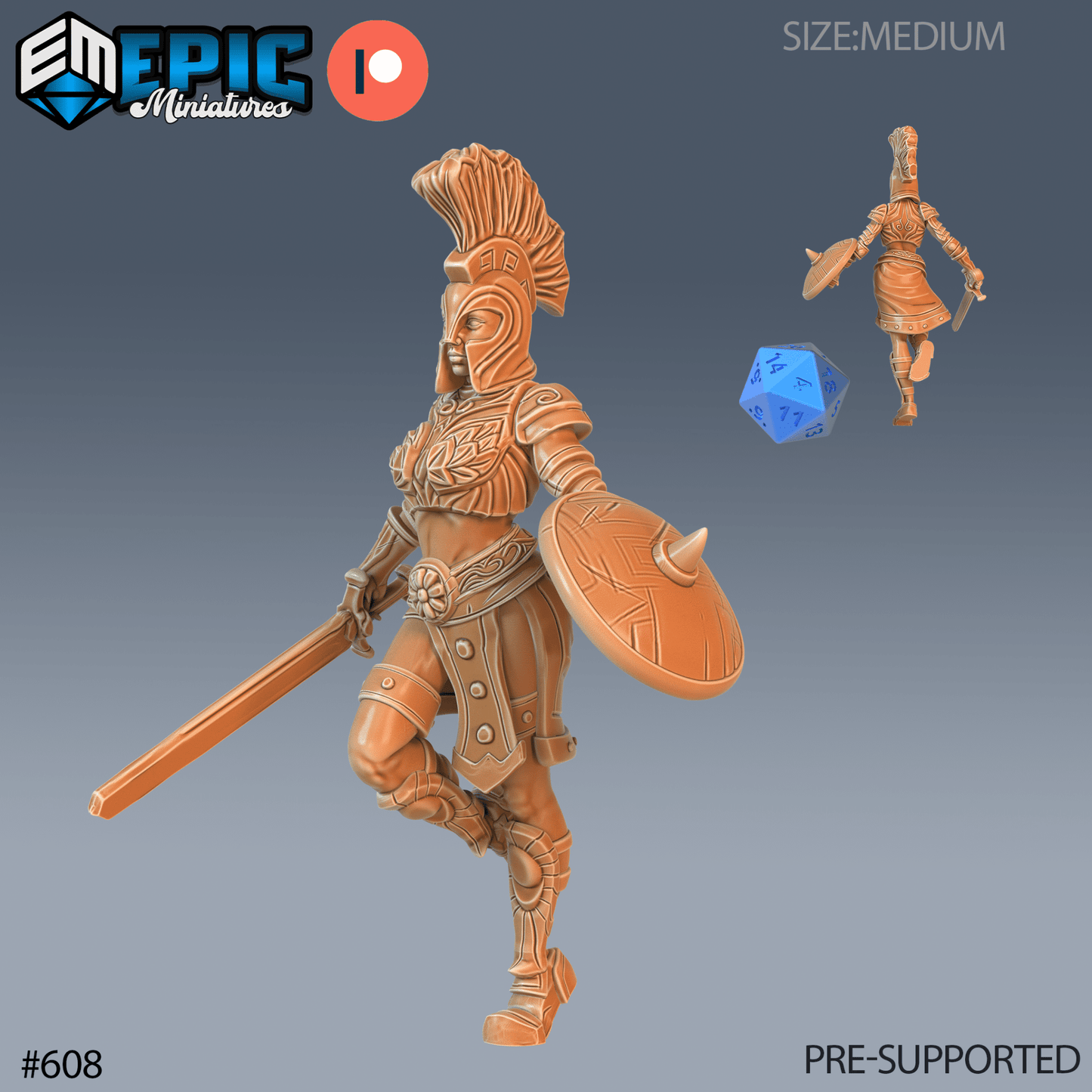 Female Legendary Gladiator Miniature - C - 28mm