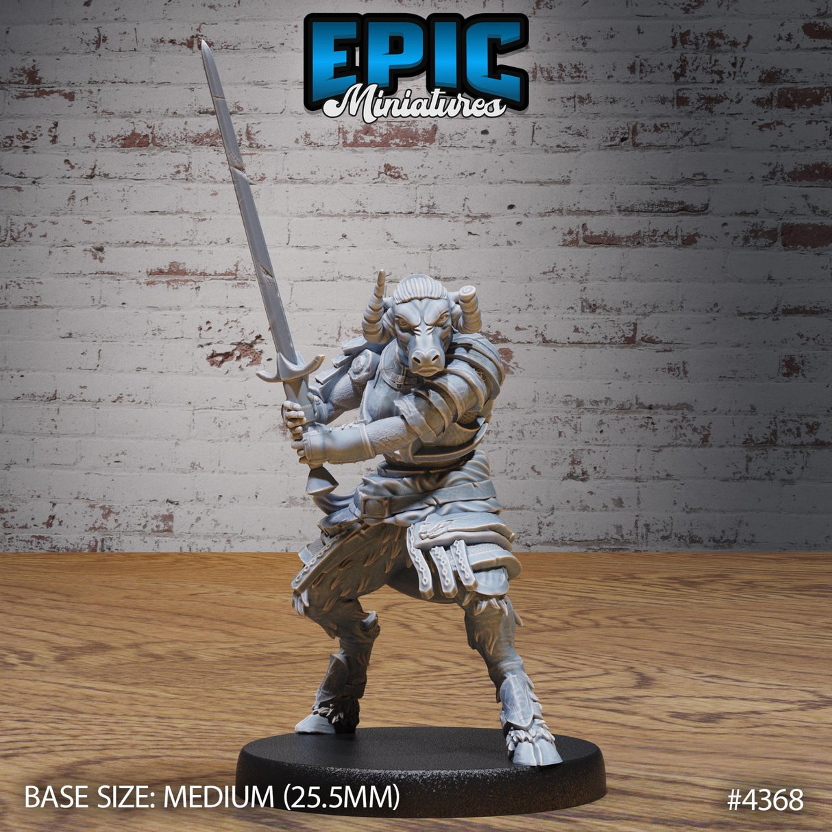 Female Minotaur Warrior Miniature | 4368 - Tabletop RPG & D&D miniature. Perfect for wargaming & collectors