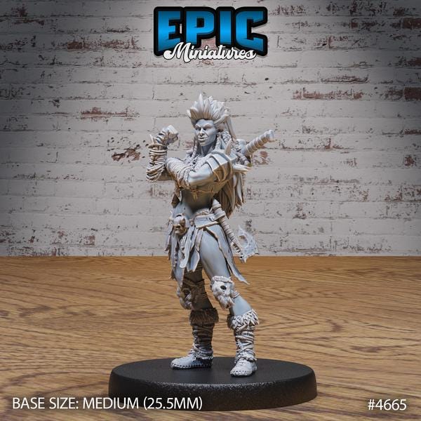 Female Orc Adventurer Miniature | 4665 - Tabletop RPG & D&D miniature. Perfect for wargaming & collectors