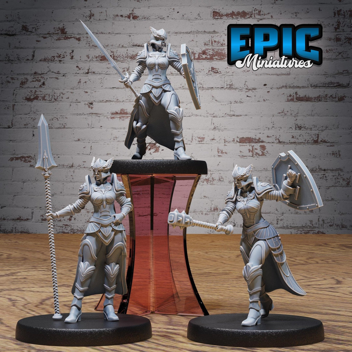 Female Paladin Miniature | Full Set All Models - Tabletop RPG & D&D miniature. Perfect for wargaming & collectors