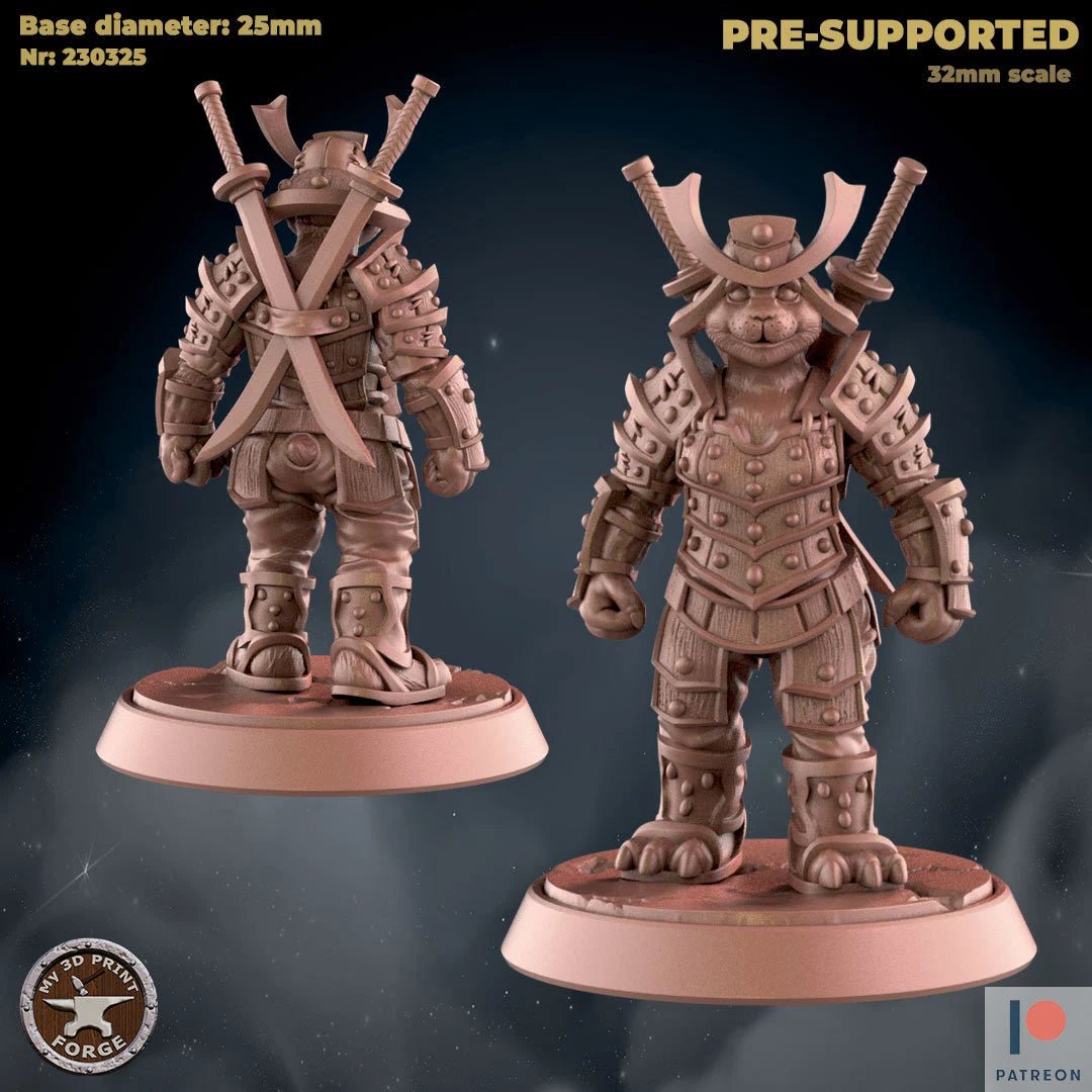 Female Panda Folk Warrior Miniature - B - 28mm