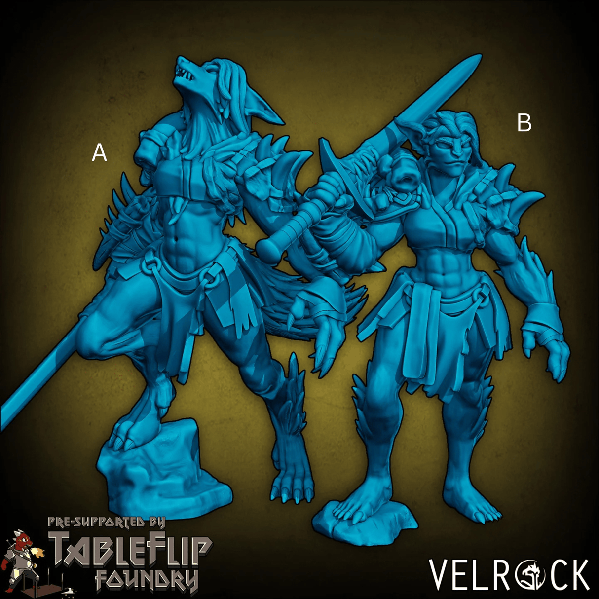 Female Werewolf Miniature | Set of 2 - Tabletop RPG & D&D miniature. Perfect for wargaming & collectors