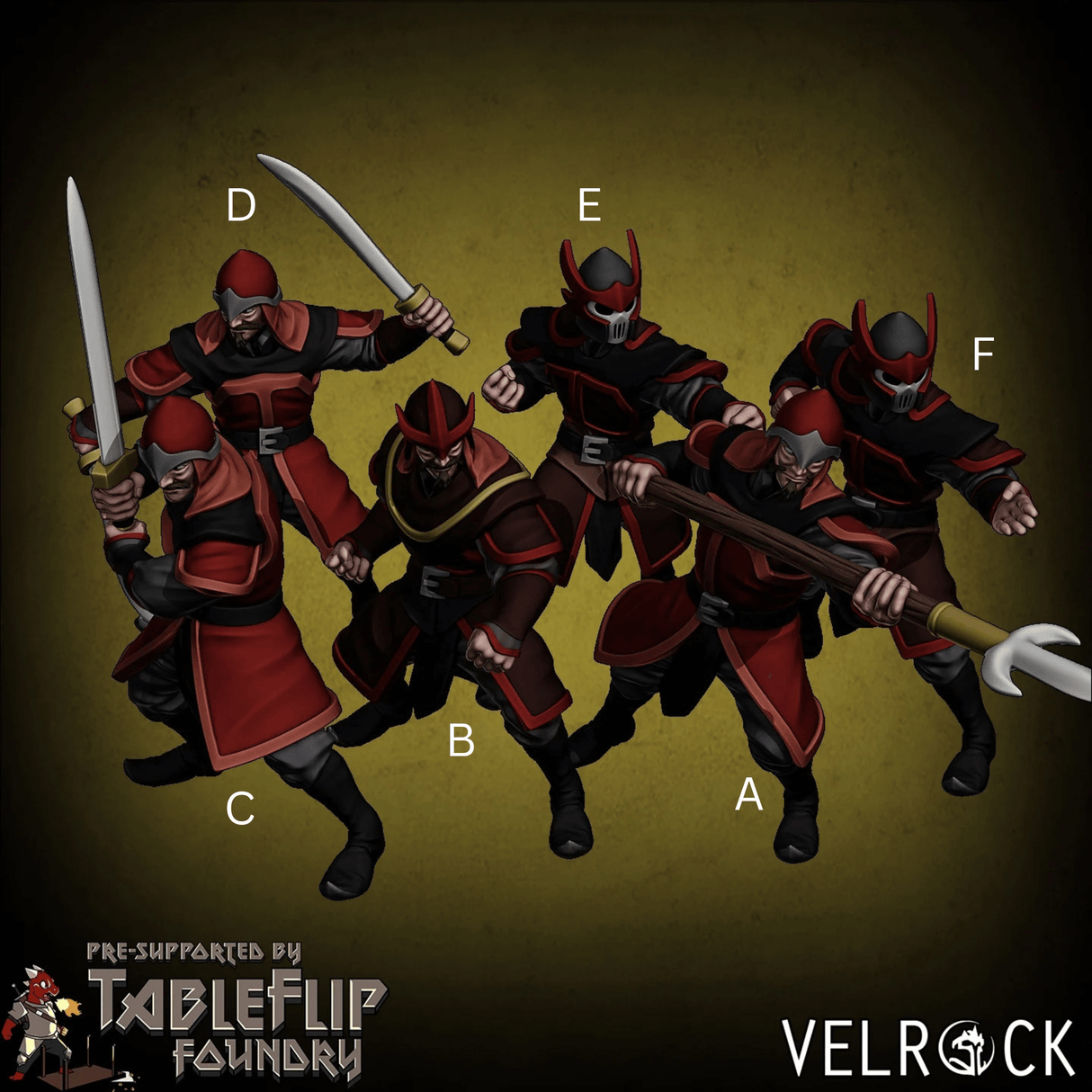 Fire Legion warriors Miniature | Set of 6 - Tabletop RPG & D&D miniature. Perfect for wargaming & collectors