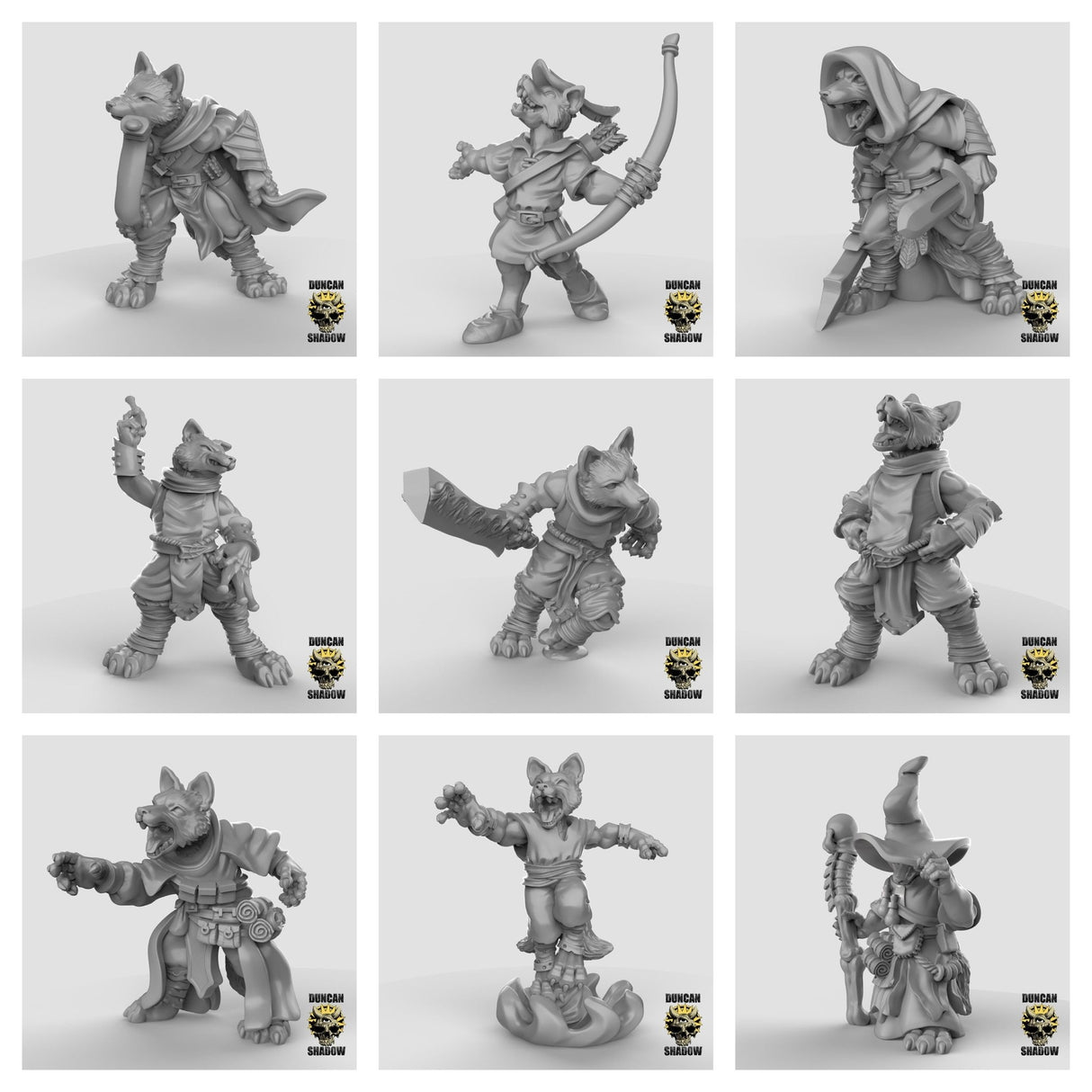 Fox Folk bundle set | Set of 9 - Tabletop RPG & D&D miniature. Perfect for wargaming & collectors