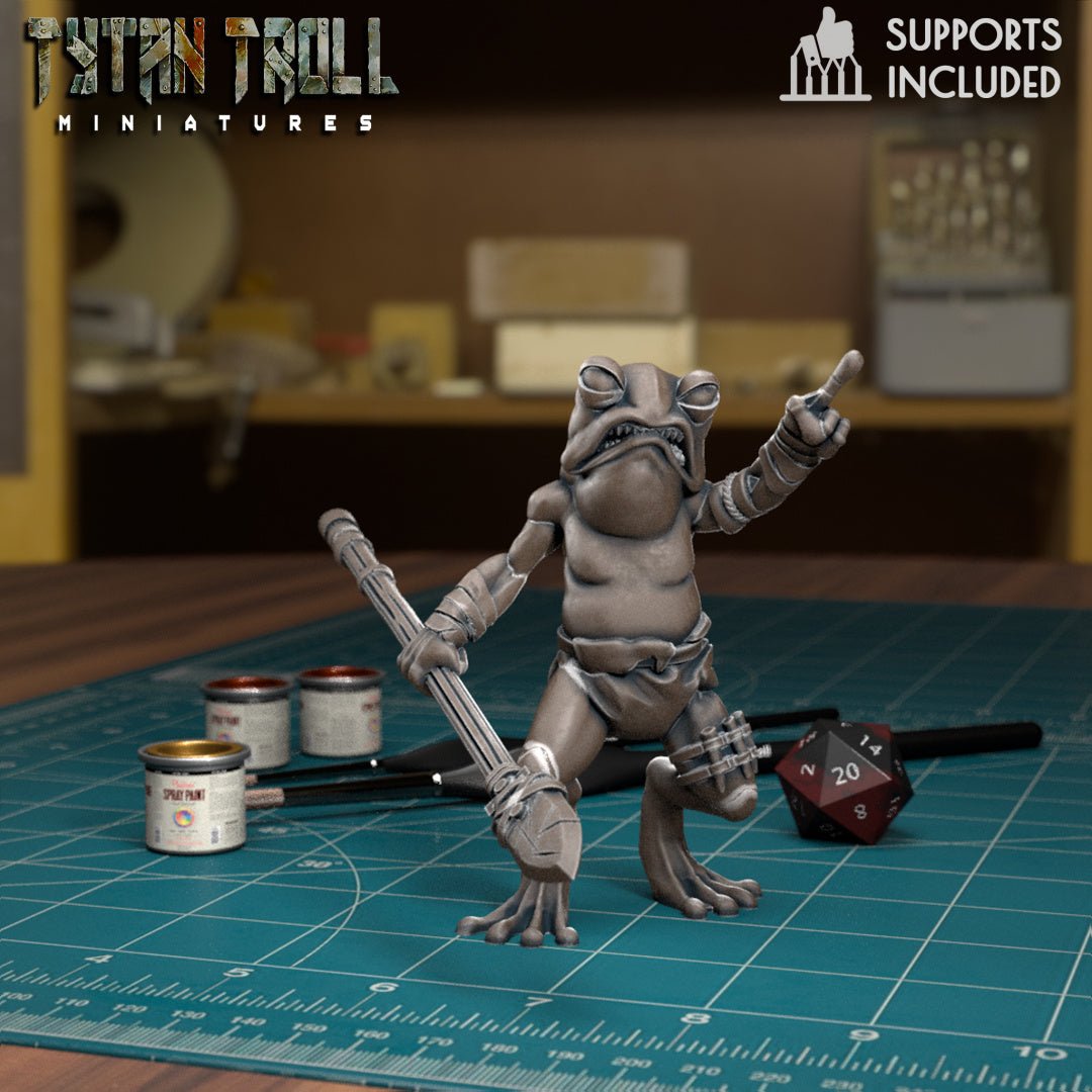 Frog Folk Fighter Miniature | F - Tabletop RPG & D&D miniature. Perfect for wargaming & collectors