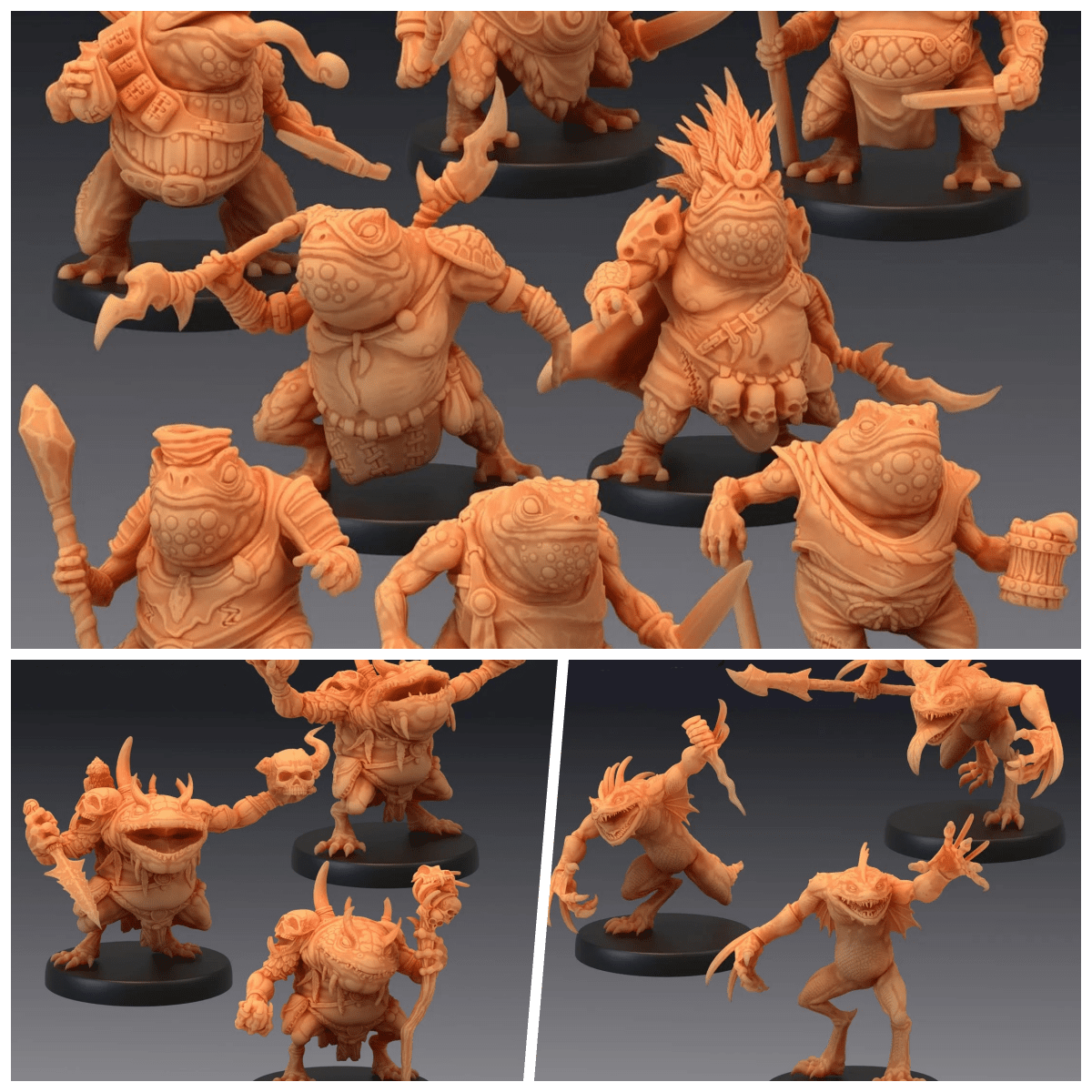 Frog Folk Miniature | 28mm - Tabletop RPG & D&D miniature. Perfect for wargaming & collectors