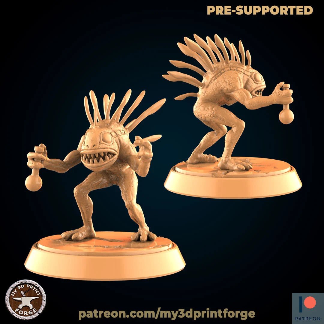 Frog Folk Adventurers Miniature Set | B - Tabletop RPG & D&D miniature. Perfect for wargaming & collectors
