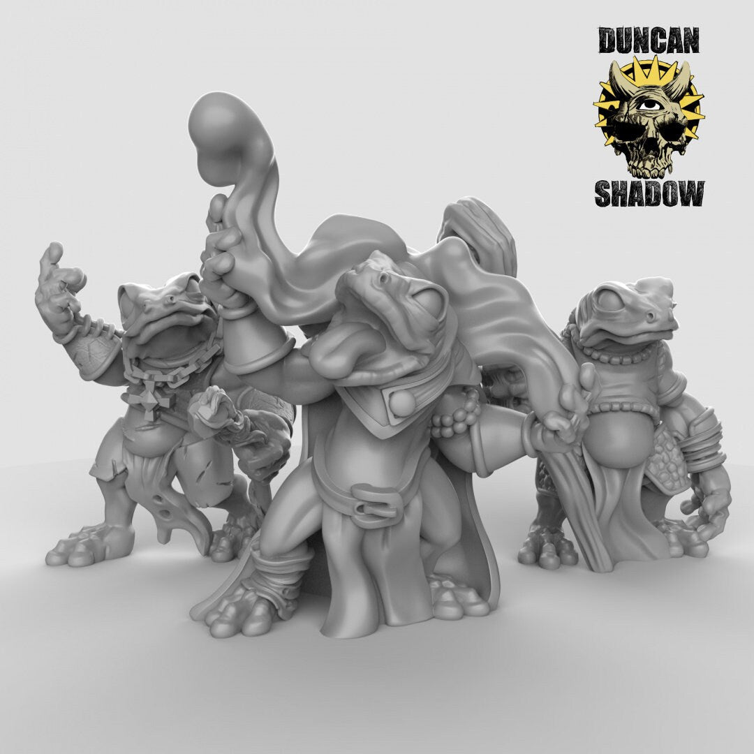 Frog Folk Shaman Miniature | Set of 3 - Tabletop RPG & D&D miniature. Perfect for wargaming & collectors