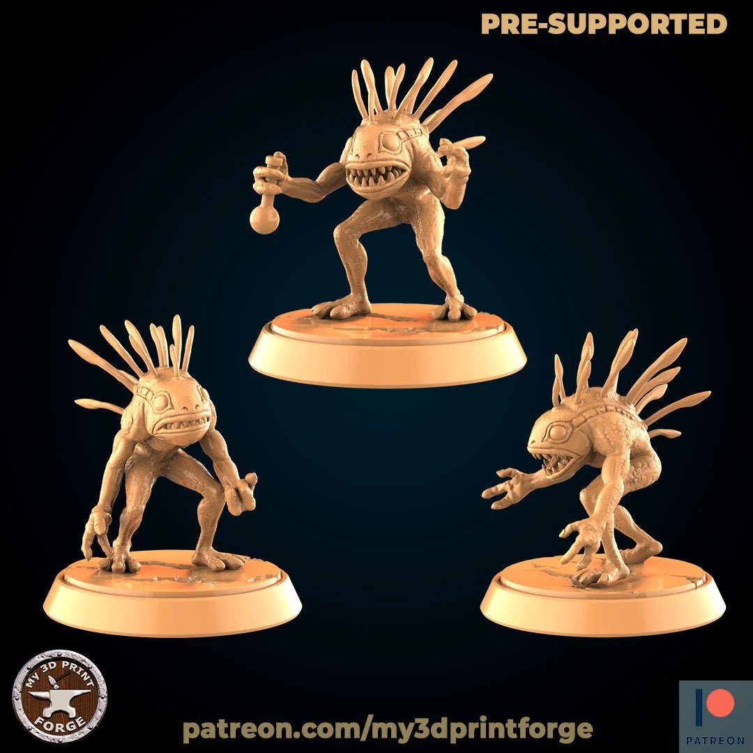 Frog Folk Adventurers Miniature Set | Set of 3 - Tabletop RPG & D&D miniature. Perfect for wargaming & collectors