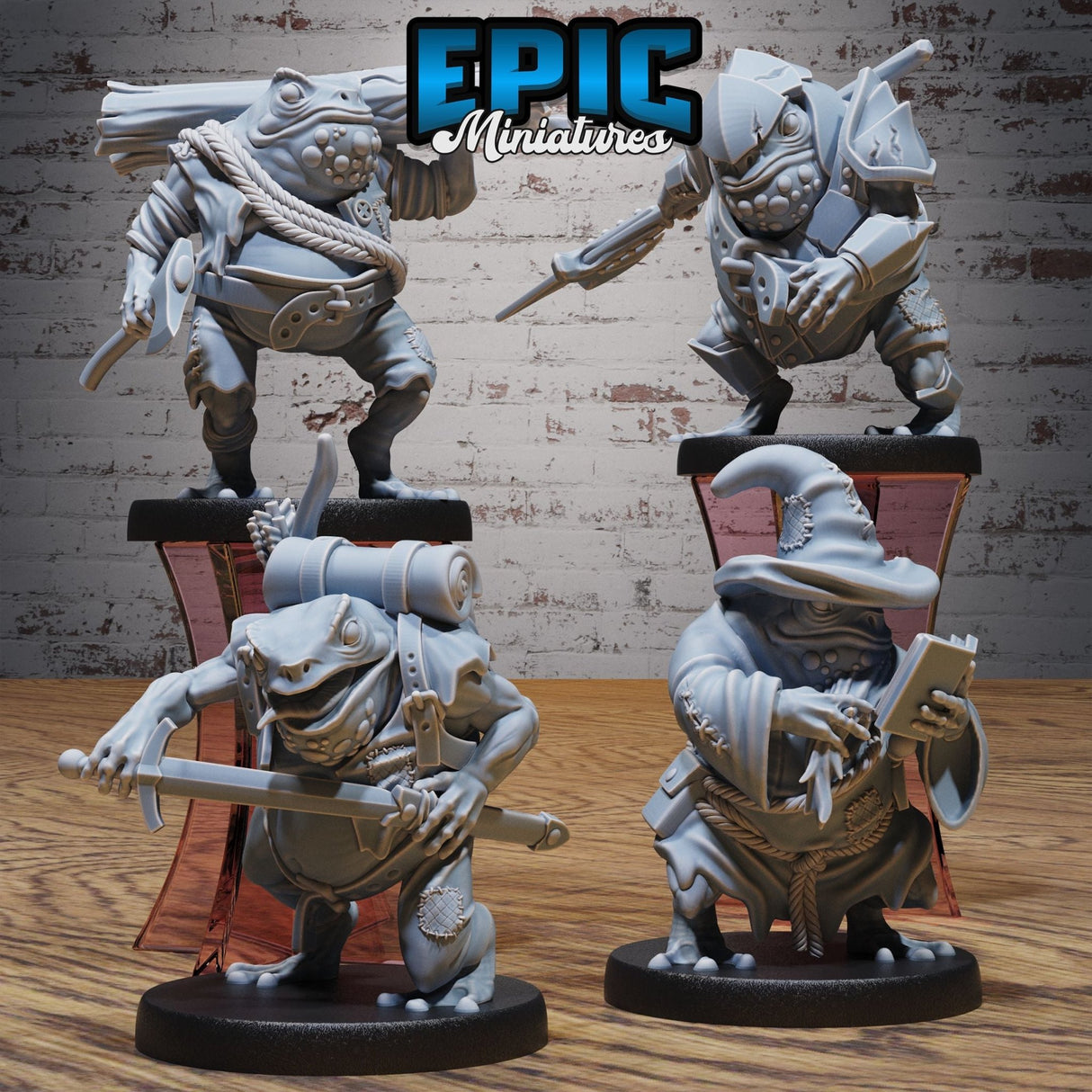 Frog folk Villagers Miniature | Set of 3 - Tabletop RPG & D&D miniature. Perfect for wargaming & collectors