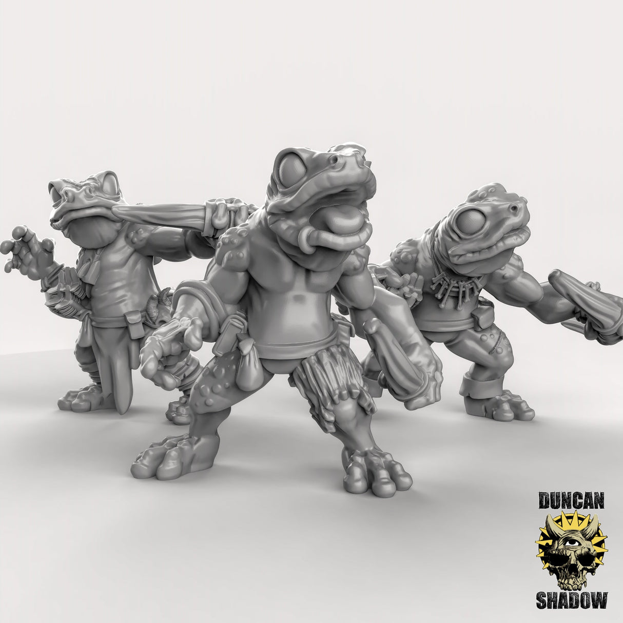 Frog Folk with Bows Miniature | Set of 3 - Tabletop RPG & D&D miniature. Perfect for wargaming & collectors
