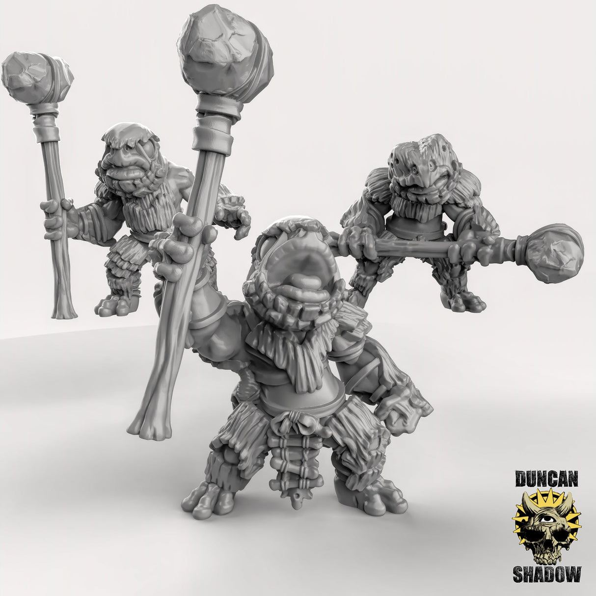Frog Folk with Great Hammer Miniature | Set of 3 - Tabletop RPG & D&D miniature. Perfect for wargaming & collectors