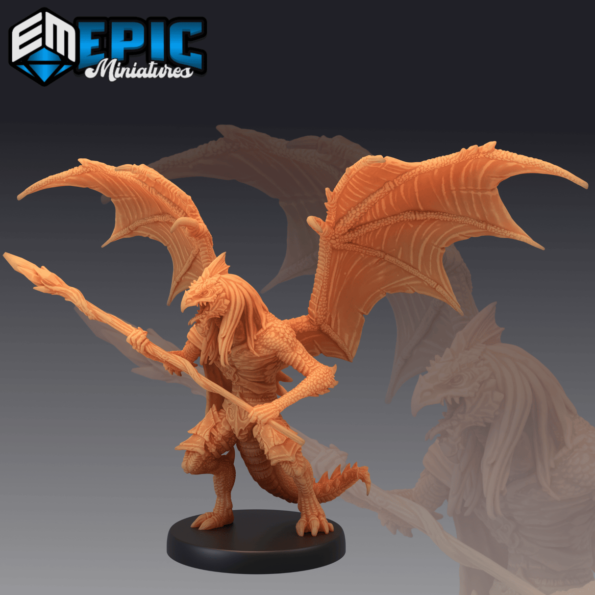 Frost Draconic Demon Miniature | A - Tabletop RPG & D&D miniature. Perfect for wargaming & collectors