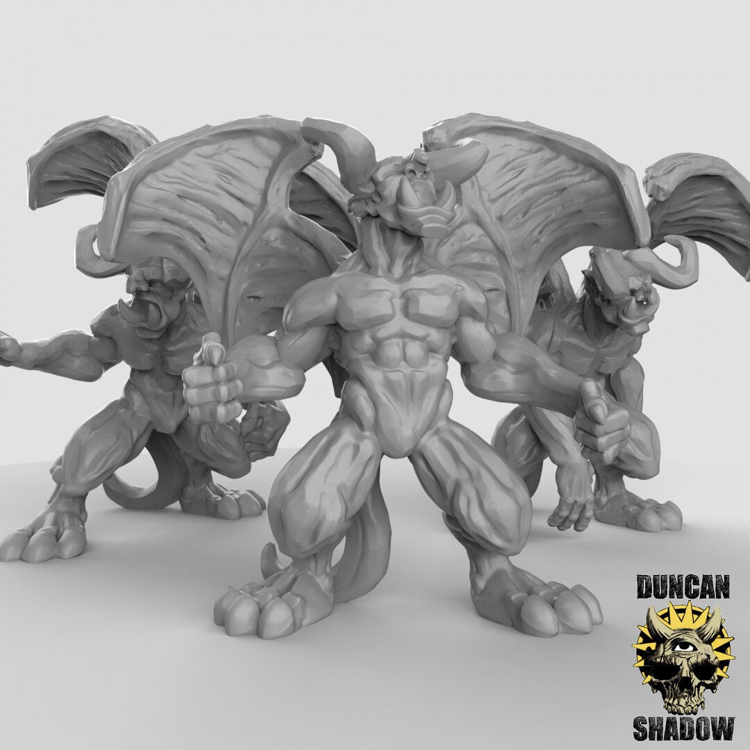 Gargoyles Miniature | Set of 3 - Tabletop RPG & D&D miniature. Perfect for wargaming & collectors