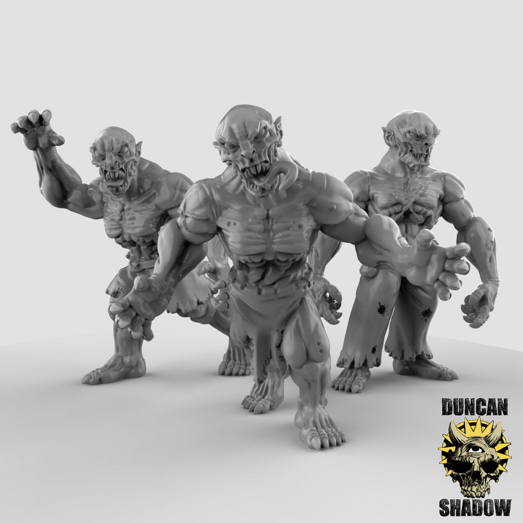 Ghoul Miniature | Set of 3 - Tabletop RPG & D&D miniature. Perfect for wargaming & collectors