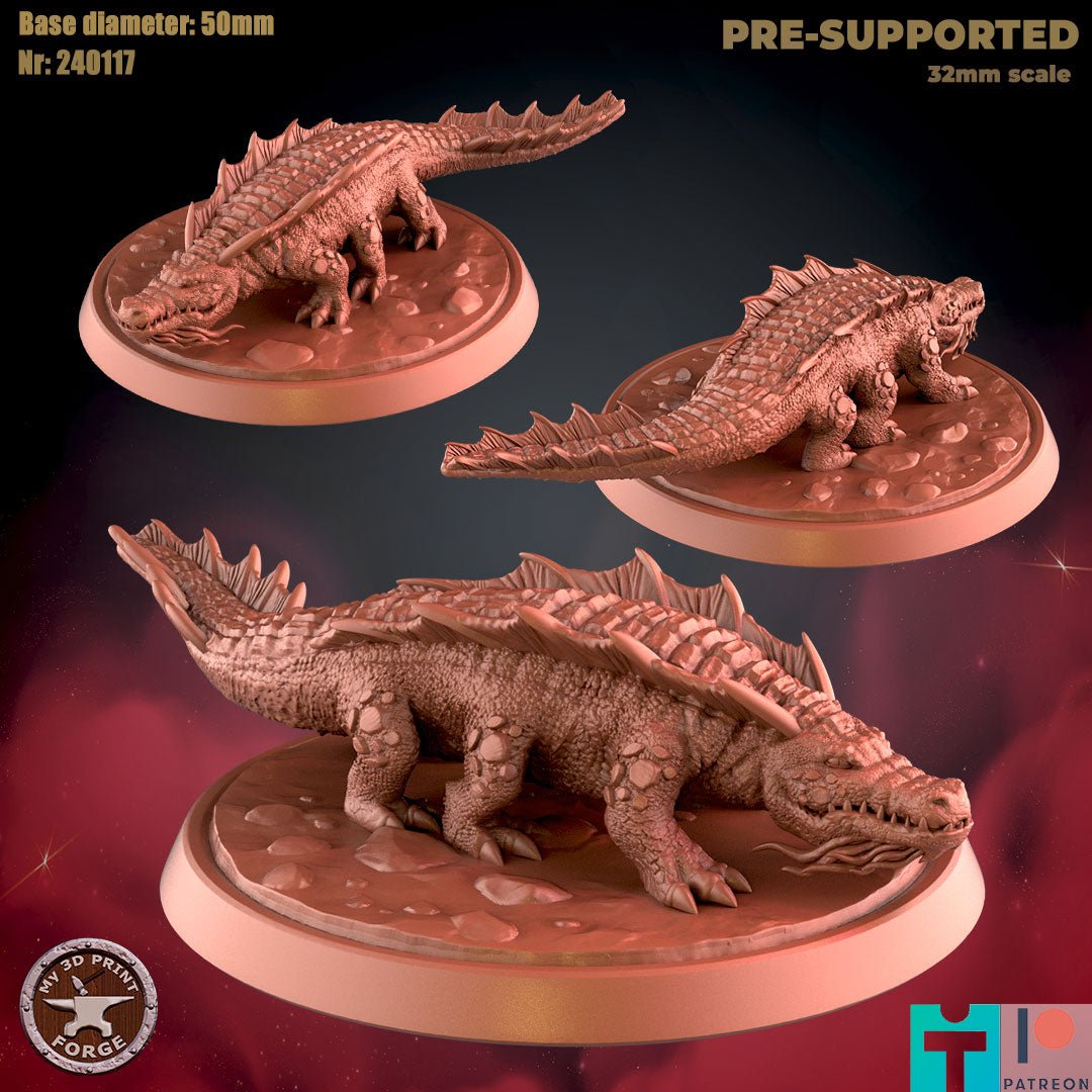 Giant Crocodile Miniature | A - Tabletop RPG & D&D miniature. Perfect for wargaming & collectors