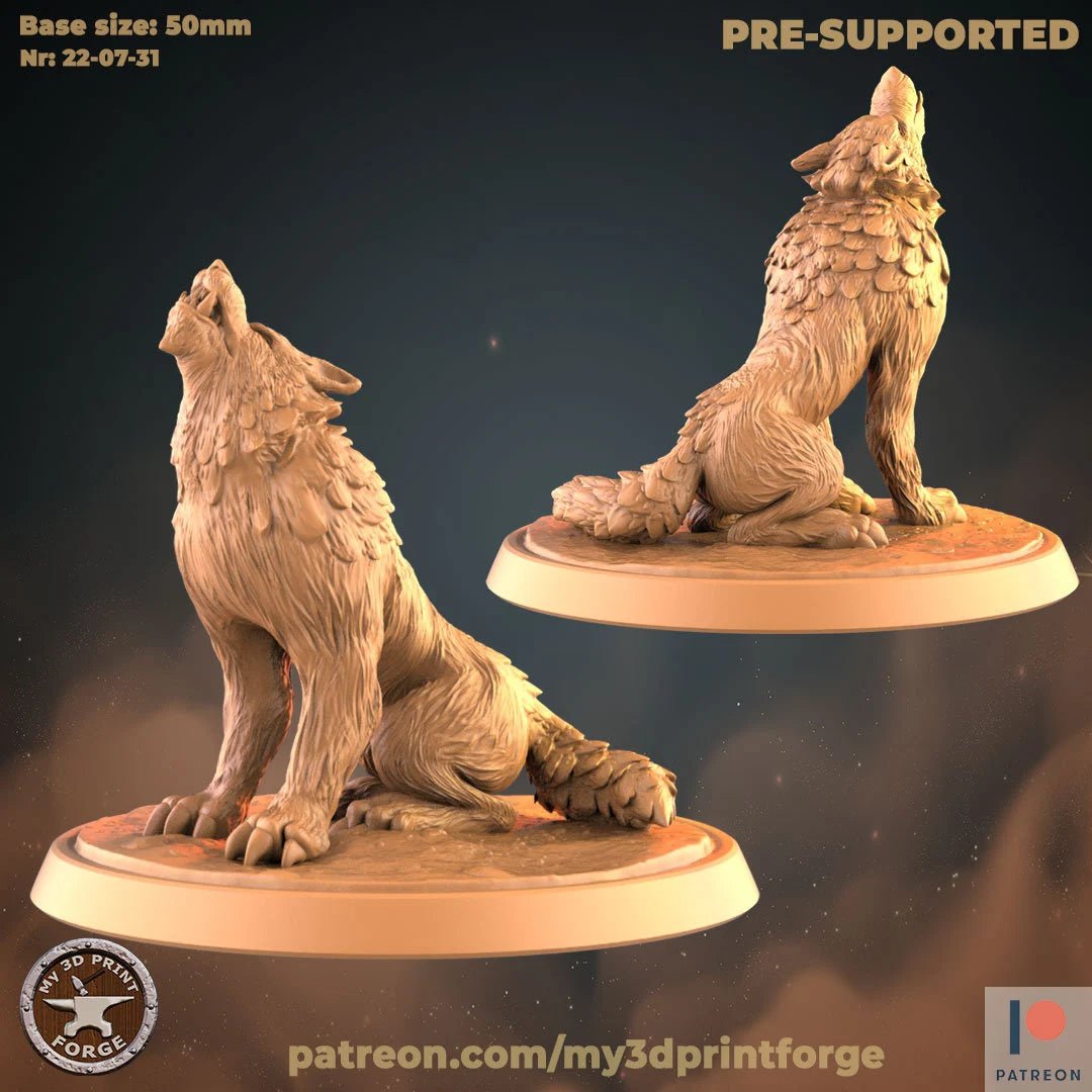 Wolf Miniature Set | bottom left - Tabletop RPG & D&D miniature. Perfect for wargaming & collectors