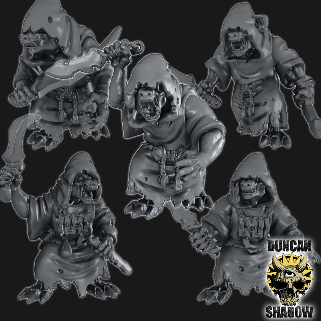 Gnoll Cultists Miniature | Set of 5 - Tabletop RPG & D&D miniature. Perfect for wargaming & collectors