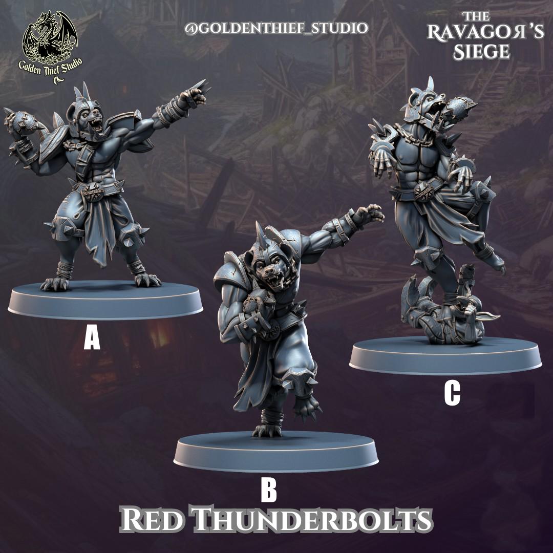 Gnoll Red Thunderbolts Miniature | Gnoll A - Tabletop RPG & D&D miniature. Perfect for wargaming & collectors