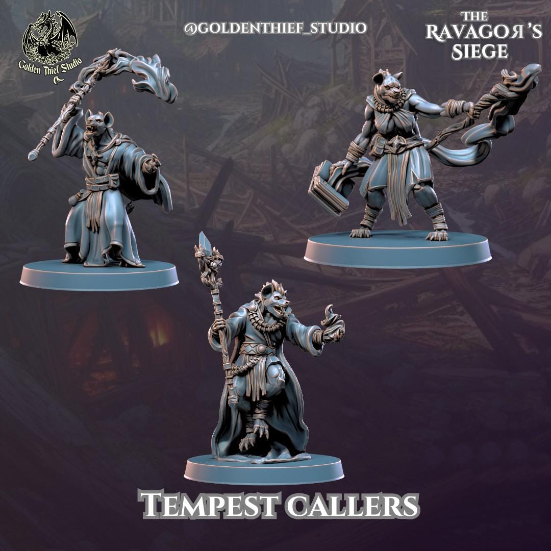 Gnoll Tempest Callers Miniature | Full Set All Models - Tabletop RPG & D&D miniature. Perfect for wargaming & collectors