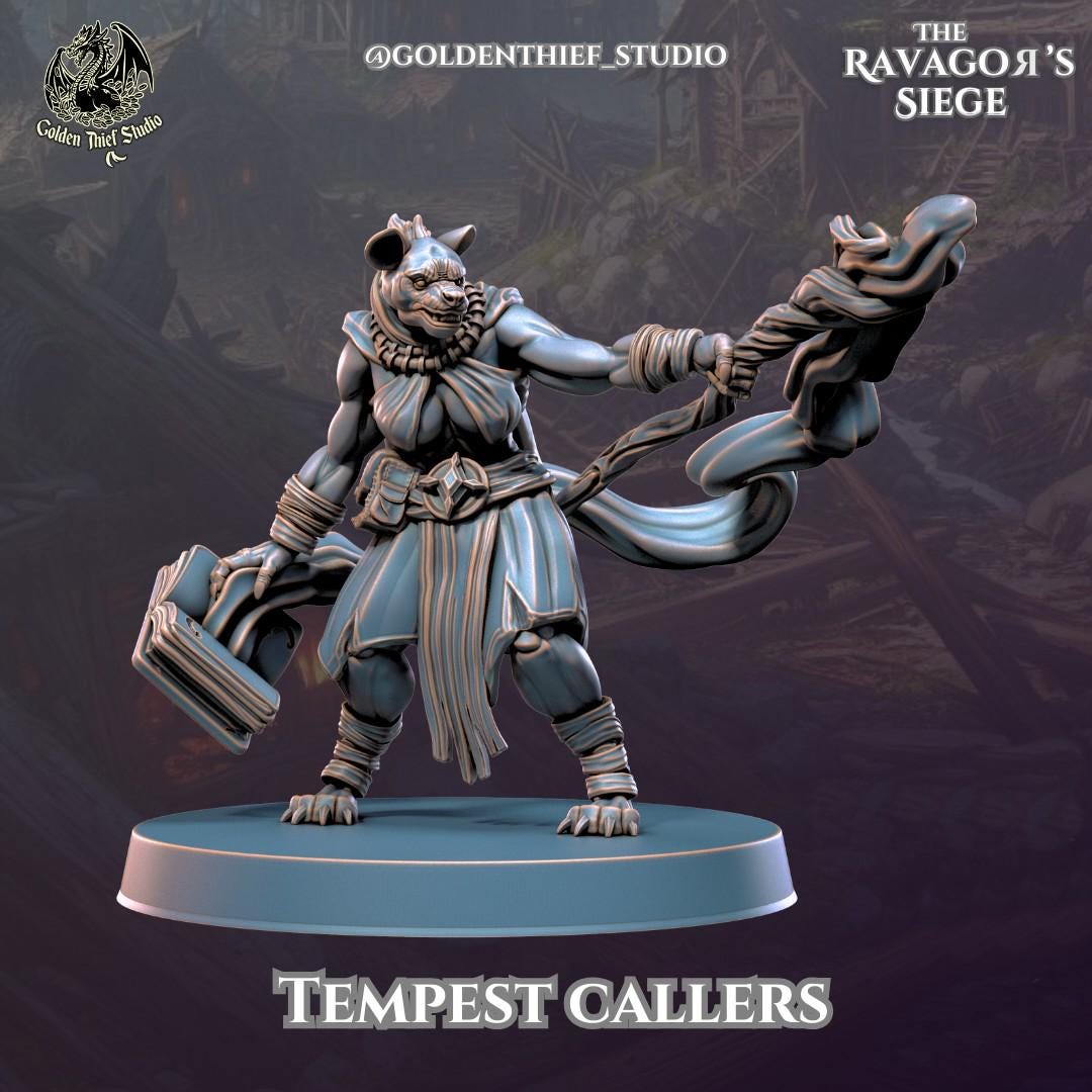 Gnoll Tempest Callers Miniature | Gnoll B - Tabletop RPG & D&D miniature. Perfect for wargaming & collectors