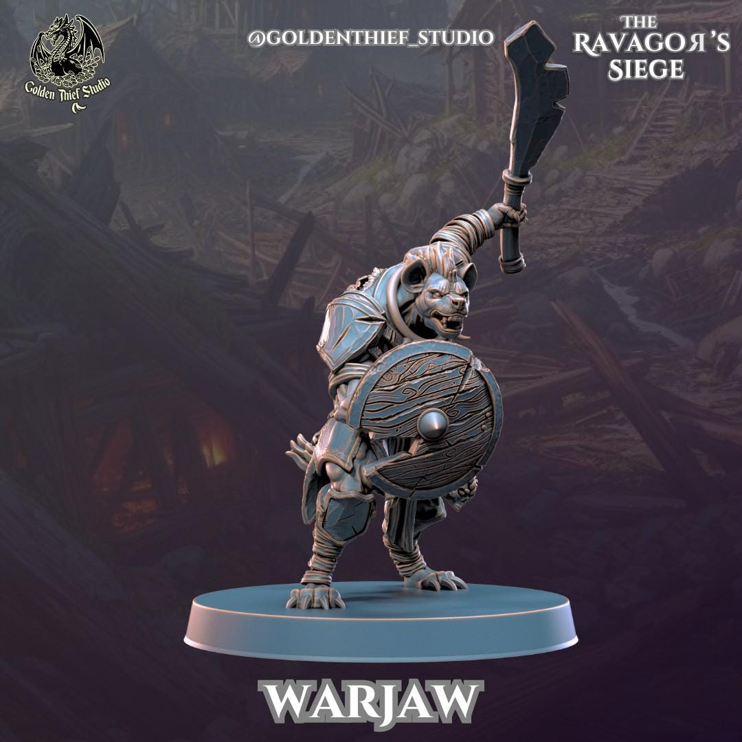 Gnoll Warjaws Miniature | Gnoll A - Tabletop RPG & D&D miniature. Perfect for wargaming & collectors