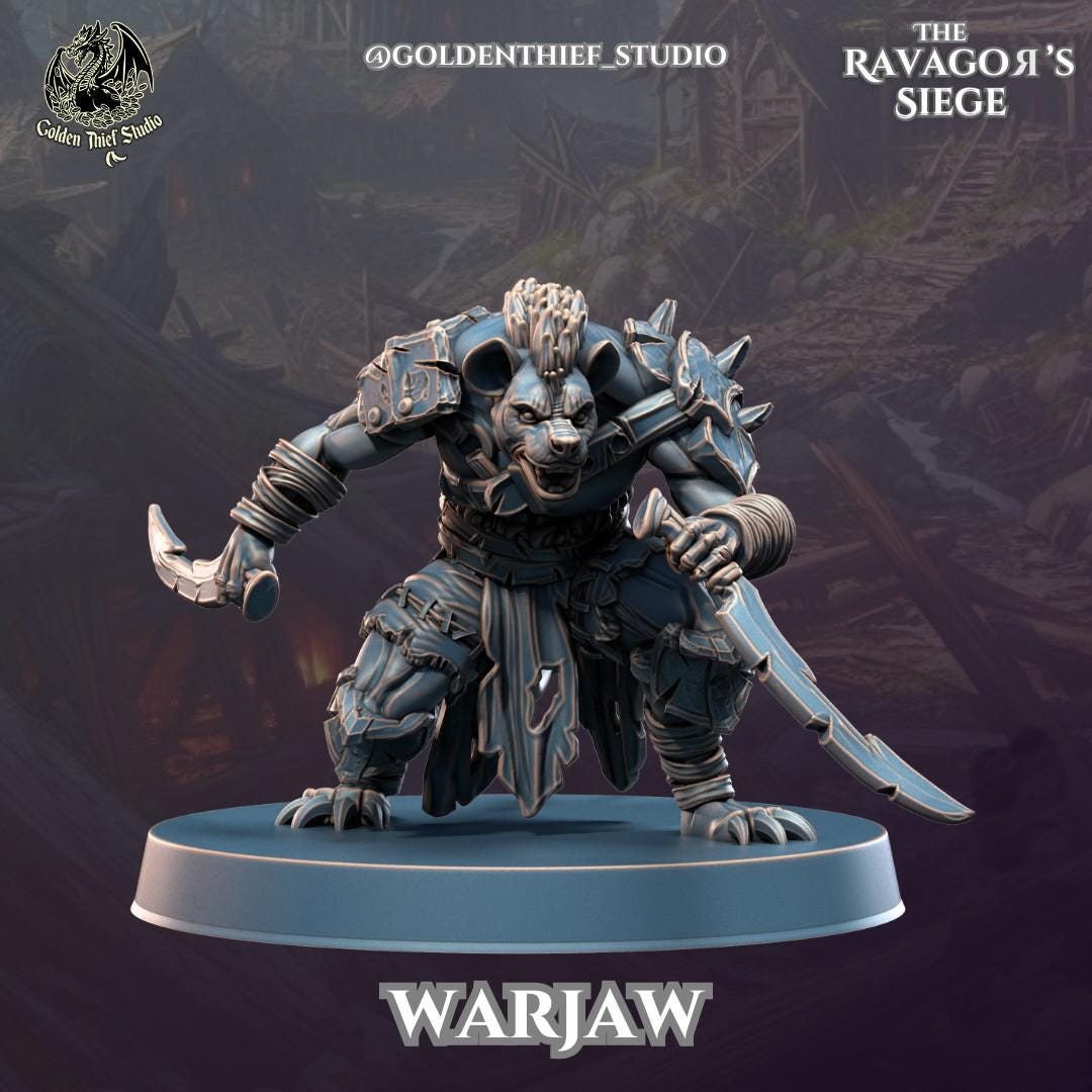 Gnoll Warjaws Miniature | Gnoll C - Tabletop RPG & D&D miniature. Perfect for wargaming & collectors