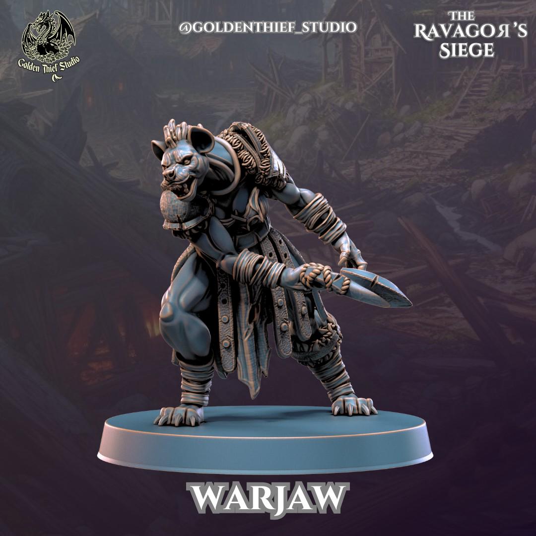 Gnoll Warjaws Miniature | Gnoll E - Tabletop RPG & D&D miniature. Perfect for wargaming & collectors