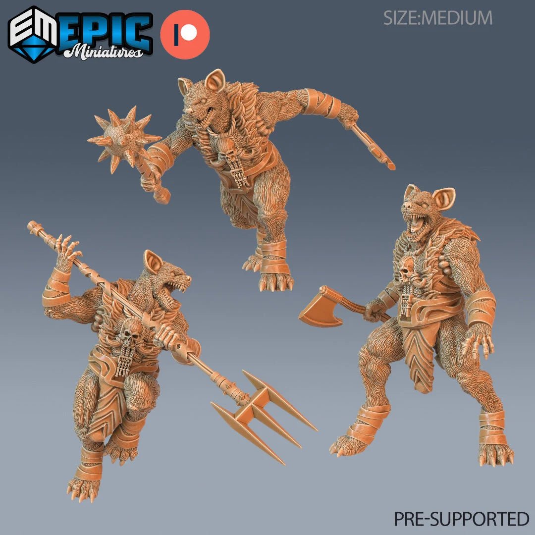Gnoll hyena Miniature | Set of 3 - Tabletop RPG & D&D miniature. Perfect for wargaming & collectors