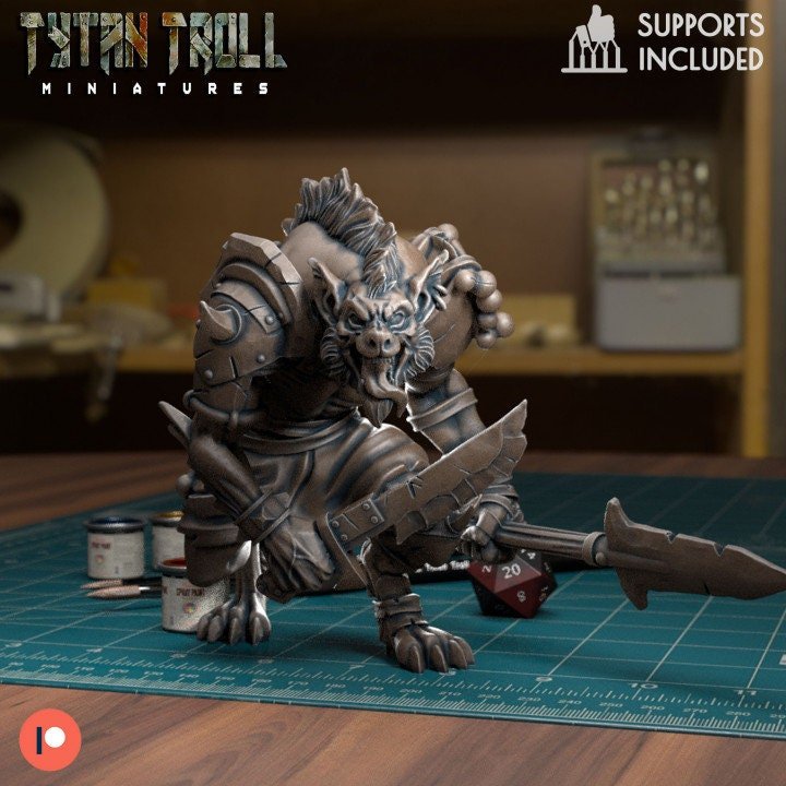 Gnoll Warriors Miniature | TT0174 Gnoll E - Tabletop RPG & D&D miniature. Perfect for wargaming & collectors