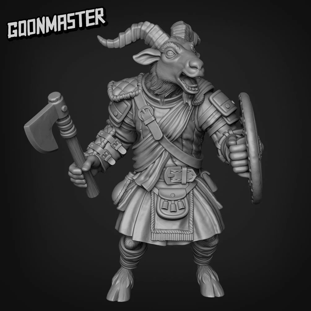 Goat Folk Axemen Miniature | A - Tabletop RPG & D&D miniature. Perfect for wargaming & collectors