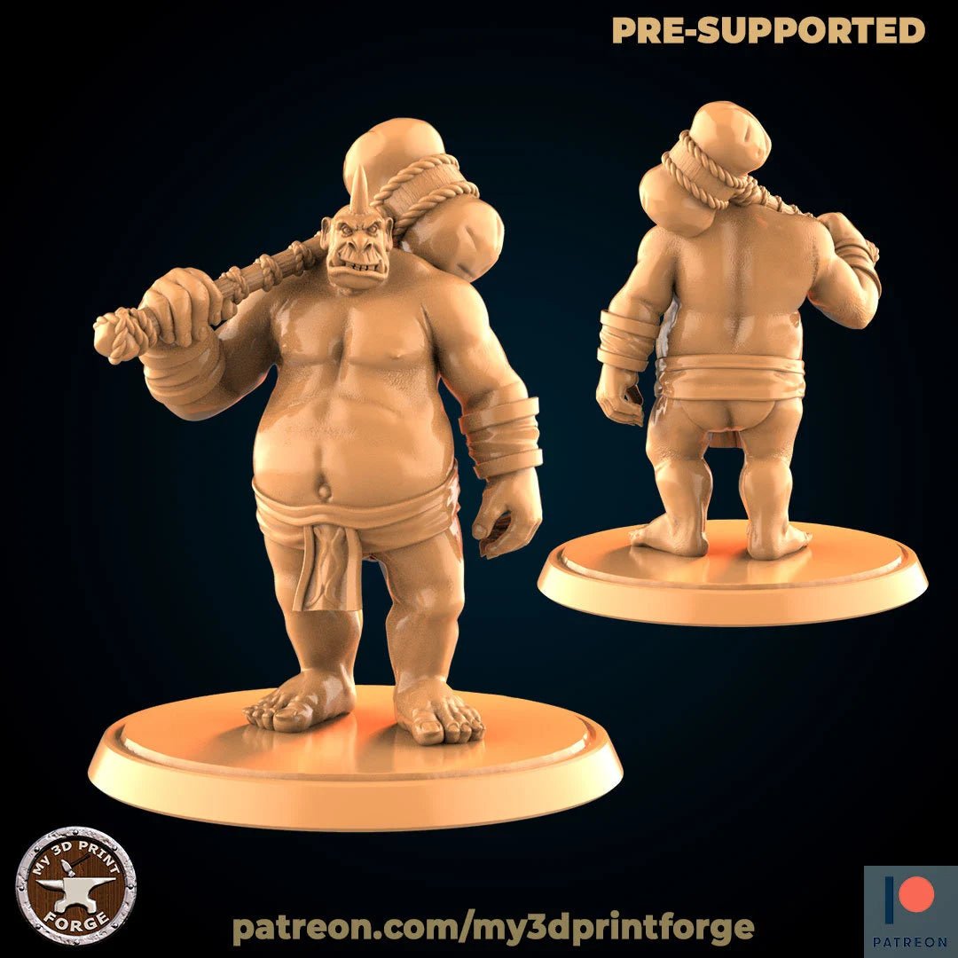 Goblin And Ogre Miniature | E - Tabletop RPG & D&D miniature. Perfect for wargaming & collectors